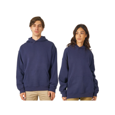 Толстовка с капюшоном оверсайз Berlin унисекс, темно-синий (размер XS-S)