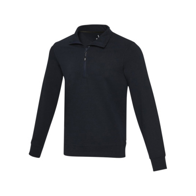 Tin унисекс-свитер с молнией на четверть из переработанных материалов Aware™ - Темно - синий (размер XS)
