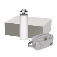 Подарочный набор Boston, Flip, серый (дорожная косметичка, бутылка)