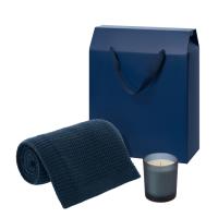 Подарочный набор Enigma. Malta Soft, синий (свеча, плед)