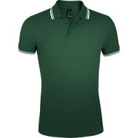 Рубашка поло мужская Pasadena Men 200 с контрастной отделкой, зеленая с белым
