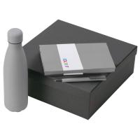 Подарочный набор c блокнотом C1, ручкой и термобутылкой, серый