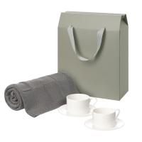 Подарочный набор Mokko, Сella, серый в коробке-пакете (две чайных пары, плед)