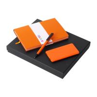 Подарочный набор c блокнотом С1, ручкой и повербанком 5000 мА·ч, оранжевый
