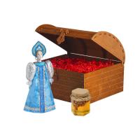 Подарочный набор: кукла фарфоровая, мед, голубой