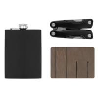 Набор с мультитулом и фляжкой Путешественник 2. 0. , черный