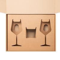 Доп. ложемент под свечу (арт. 73077) + 2 бокала для вина в большую универсальную коробку, крафт (арт. 21005. 020)