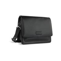 Сумка через плечо женская BUGATTI Elsa, чёрная, воловья кожа/полиэстер, 25х8, 5х20 см