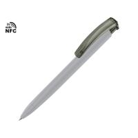 Ручка пластиковая шариковая трехгранная Trinity K transparent Gum soft-touch с чипом передачи инфо, серый