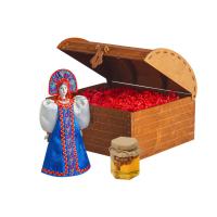 Подарочный набор: кукла фарфоровая, мед, синий