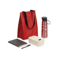 Подарочный набор с блокнотом, ручкой, ланчбоксом и бутылкой для воды Breaktime, красный
