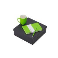 Подарочный набор с блокнотом С2, металлической ручкой и кружкой, зеленое яблоко