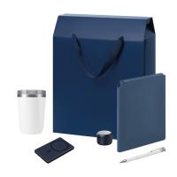 Подарочный набор Welcome Pack Premium, синий (термокружка, колонка, ежедневник, ручка, ЗУ, коробка-пакет)