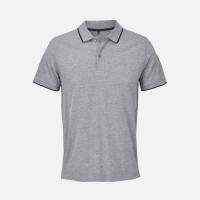 Рубашка поло унисекс Palermo, серый меланж с темно-синим