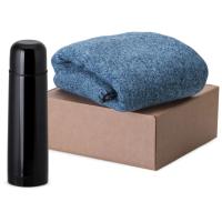 Подарочный набор Calmy с термосом и пледом, синий