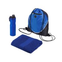 Спортивный набор со стальной бутылкой и полотенцем Advanced,  синий