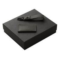 Подарочный набор Long River: картхолдер, ремешок для ключей (без лого Long River), черная коробка