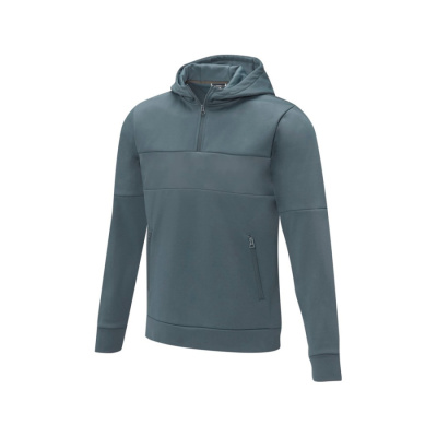 Мужской свитер анорак Sayan на молнии на половину длины с капюшоном, steel grey (размер XS)