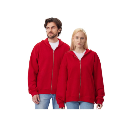 Толстовка оверсайз с капюшоном на молнии Monaco, красный (размер XS-S)