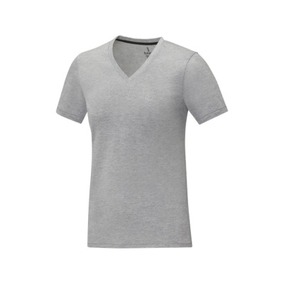 Somoto Женская футболка с коротким рукавом и V-образным вырезом, серый яркий