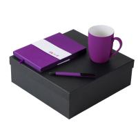 Подарочный набор с блокнотом С1, пластиковой ручкой и кружкой, фиолетовый