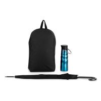 Подарочный набор с бутылкой для воды, зонтом и рюкзаком Water element, синий