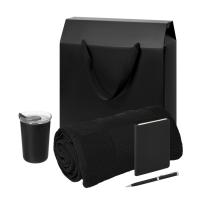 Подарочный набор Welcome Pack Spark mini, черный (термокружка, блокнот, ручка, плед, коробка-пакет)