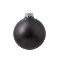 Стеклянный елочный шар Christmas bauble, черный металлик, с серебристым колпачком в черной коробке