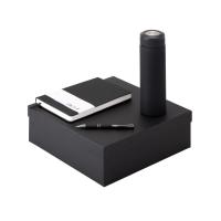 Подарочный набор с блокнотом С3, металлической ручкой и термосом, черный