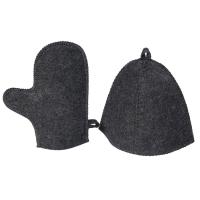 Банный набор из шапки и рукавицы Renew, серый