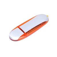 Флешка промо овальной формы, 16 Гб, серебристый/оранжевый