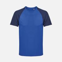 Футболка спортивная унисекс Vortex, темно-синяя с ярко-синим