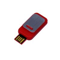 USB-флешка промо на 32 Гб прямоугольной формы, выдвижной механизм, красный