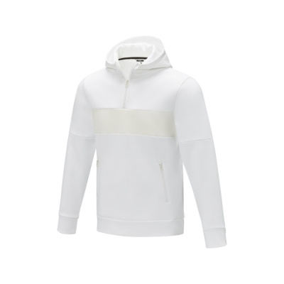 Мужской свитер анорак Sayan на молнии на половину длины с капюшоном, белый (размер XS)
