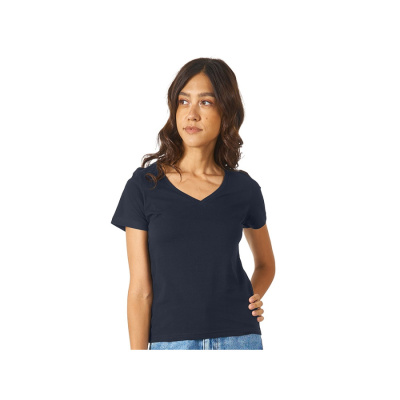 Футболка Heavy Super Club женская с V-образным вырезом, темно-синий (размер M)