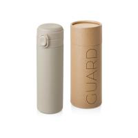 Вакуумная термокружка Waterline c кнопкой Guard, 400 мл, тубус, бежевый
