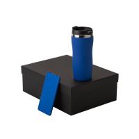 Подарочный набор c вакуумной термокружкой и повербанком С1, синий