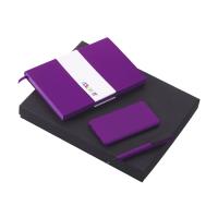 Подарочный набор c блокнотом С1, ручкой и повербанком 5000 мА·ч, фиолетовый