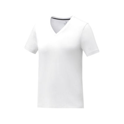 Somoto Женская футболка с коротким рукавом и V-образным вырезом, белый