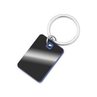 Металлический брелок с пластиковой цветной вставкой SteelPop Rct, серебристый с синим