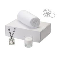 Подарочный набор White light 2. 0 с пледом, диффузором, насыпной свечой