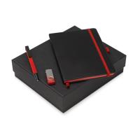 Подарочный набор Q-edge с флешкой, ручкой-подставкой и блокнотом А5, красный