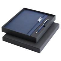 Набор Legato Elegance из блокнота формата А5 в твердой обложке и ручки-роллера, синий/синий