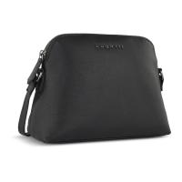 Сумка наплечная женская BUGATTI БЕЛЛА | BELLA, чёрная, воловья кожа/полиэстер, 23х8х17 см