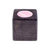 Свеча в декоративном подсвечнике,  цв.  эбен,  аром.  роза