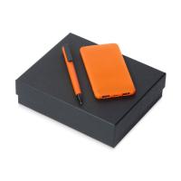 Подарочный набор c пластиковой ручкой, повербанком С1, 5000 мА·ч, оранжевый