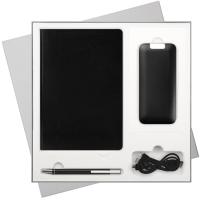 Подарочный набор River side, черный (ежедневник, ручка, аккумулятор)