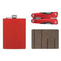 Набор с мультитулом и фляжкой Путешественник 2. 0. , красный
