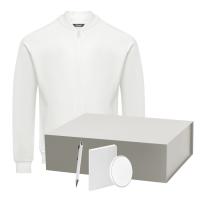 Набор с одеждой TORRES (толстовка, зарядное устройство, блокнот, ручка), белый/серебряный, XXXL