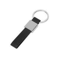 Брелок из металла и иск. кожи Strap, серебристый/черный